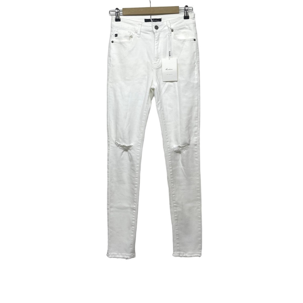 NEW KanCan White Distressed‎ Knee Skinny Jeans Size 7